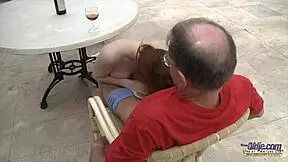 Trophy redhead girlfriend seduces grandpa, craving his cock deep in her pussy with sensual doggystyle