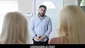 I can't believe I'm watching this freeuse threesome with blonde teen step sisters and husband. Nikki Sweet and Sabrina Snow are so hot!