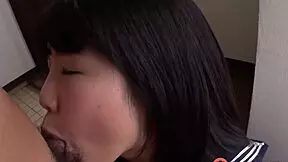 Young Japanese girl gives hardcore blowjob