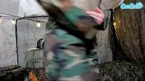 Teen 18+ Soldier Risks Being Caught While Masturbating In The Field