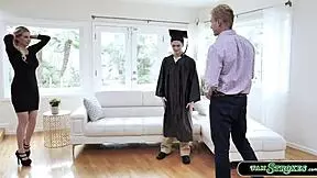 Big Tits Stepmom Blows and Fucks Graduated Stepson's Monster Cock