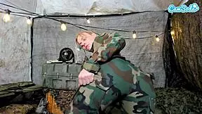 Teen 18+ Soldier Risks Being Caught While Masturbating In The Field