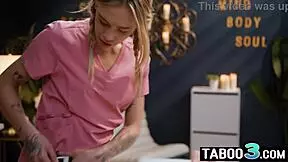 Is lesbian teen dylan moore massaging and licking her hot milf client's pussy the ultimate taboo thrill?