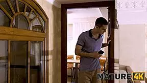 Mature Woman in Red Bra Banged by Horny Stepson