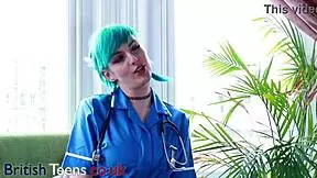 Blue haired alternative nurse takes care of your cock in an appointment