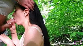 Girl next door gets sloppy with big cock outdoors