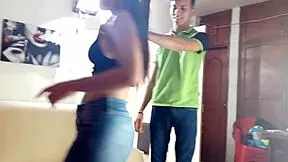 Latina Linda Provokes Perverted Friend to Fuck Her at Home