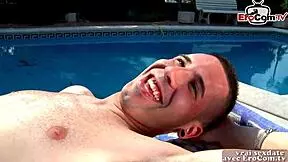 Yo, this French amateur teen next door got wild outdoor at the pool! 🏊