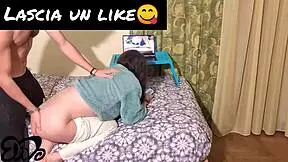 stud fucks me doggy while watching videos.