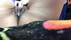creamy orgasm hits hard during a close-up self fuck with intense action.