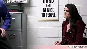 elegant brunette caught shoplifting gets bent over