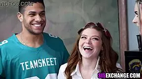 Hot college students have sex with each other and with their step-sisters in a rather strange family arrangement