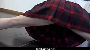 hey, that horny redhead is popping her pussy for stepdad