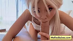 Petite teen sucks fat dick then gets pussy slammed.