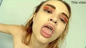 tattooed latina gives boyfriend amazing head