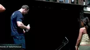 Gorgeous oriental brunette takes on double penetration in a lush garden setting