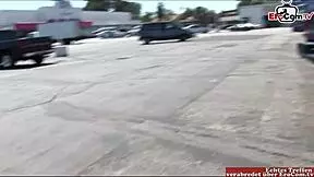 brunette teen with small tits and hairy pussy picks up on the street