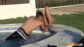 Blonde babe debuts with young rookie in cowgirl and doggystyle