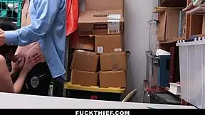 Teen negotiates hard with officer for a garage fuck