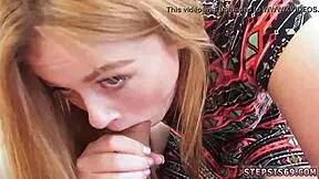 Blonde teen first blowjob