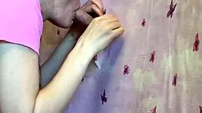i gave a blowjob through the walls for our first homemade gloryhole with the skinny neighbor couple