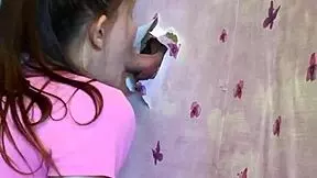 i gave a blowjob through the walls for our first homemade gloryhole with the skinny neighbor couple