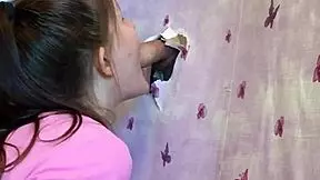 i gave a blowjob through the walls for our first homemade gloryhole with the skinny neighbor couple