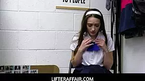 Lifteraffair - petite teen shoplifter sera ryder confronted and handled by a dirty lp officer