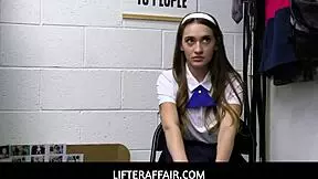 Lifteraffair - petite teen shoplifter sera ryder confronted and handled by a dirty lp officer