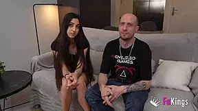 young woman vanesa merino eats an old cock in a porn casting