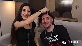 young woman vanesa merino eats an old cock in a porn casting