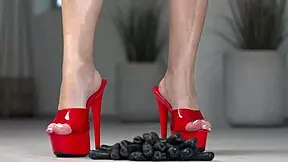 i crushes fruits with bare feets and high heels in 4k footfetish