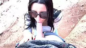 Did you see her deep blowjob with glasses in the canyon
