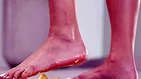 i crushes fruits with bare feets and high heels in 4k footfetish