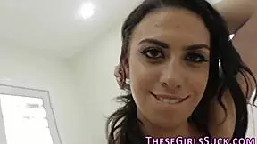 I watch this teen 18+ give a blowjob and get a pov cum facial