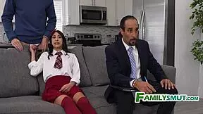 Teen slut milks boyfriend on couch