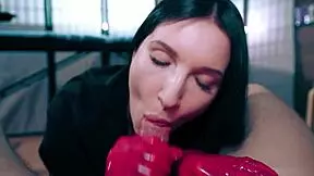 Sexy Nurse in Latex Gloves Assists Patient with Semen Sample