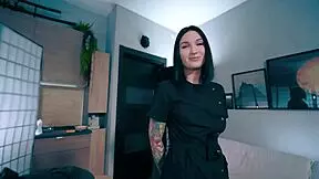 Sexy Nurse in Latex Gloves Assists Patient with Semen Sample