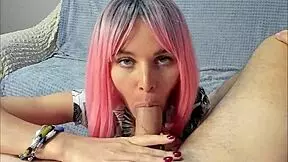 cute girl next door loves playing with big dick, licking until cumshot hits