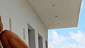 watching neighbors while having fun with tommy cabrio on the balcony