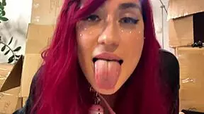 cosplay redhead blowjob with funny faces