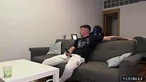 he invites her over for a movie and ends up fucking her hard