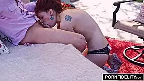 sexy redhead bree daniels gets fucked hard, swallows cum, and gets creampied with petite tits bouncing