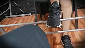 Nataly, my hermanastra, caught upskirt in tiny skirt with no panties