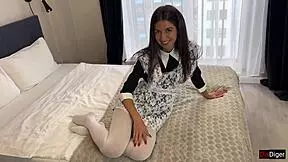 Classmate's Tight Ass Fucked in White Pantyhose at Graduation