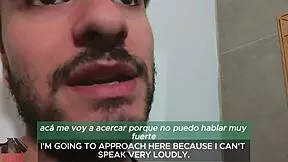 Guy uses homemade fleshlight at work desk.