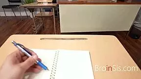 Wow! Teacher Catches Step Siblings In Classroom POV Threesome!