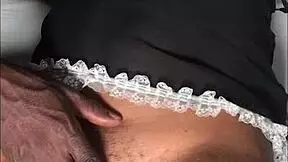 Black maid desires intense fucking from young guy in bedroom