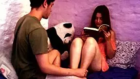 my girlfriend wanted to study but i got so hot i covered her in cum, oops