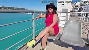 Stepmom Flashing in PUBLIC! Remembers Wild Beach Vacation Bent Over with Stepson!